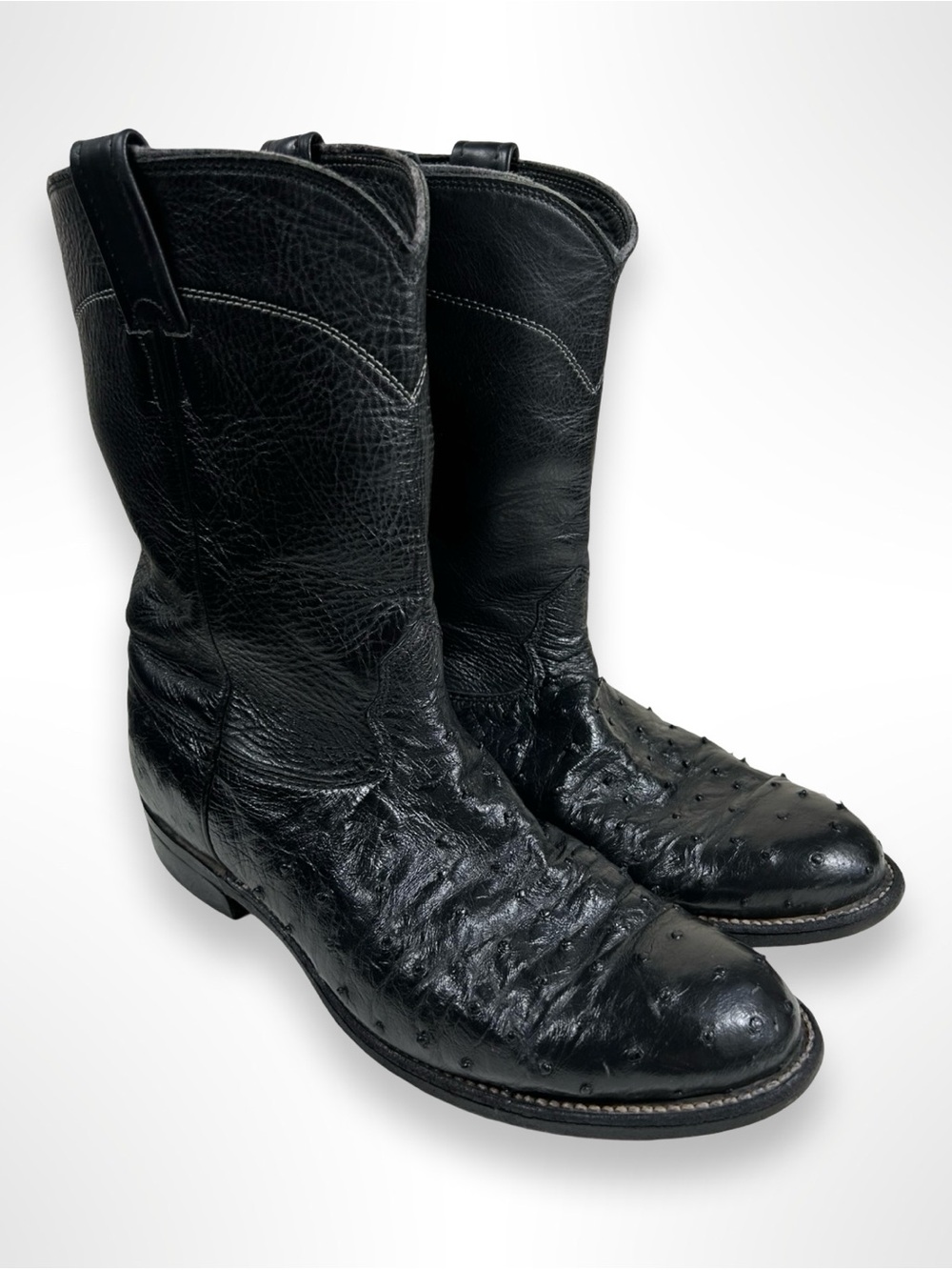 LARRY MAHAN vintage 90s ostrich skin western boots